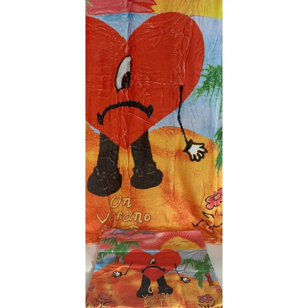 Bad Bunny Un Verano Sin Ti Throw Blanket Sad Heart 57x75 Beach Album Gift